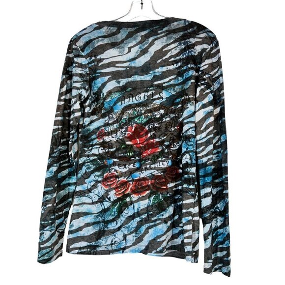 Floral Angels Y2K Top T-Shirt Burnout Embroidered Bling Medium - Picture 2 of 8